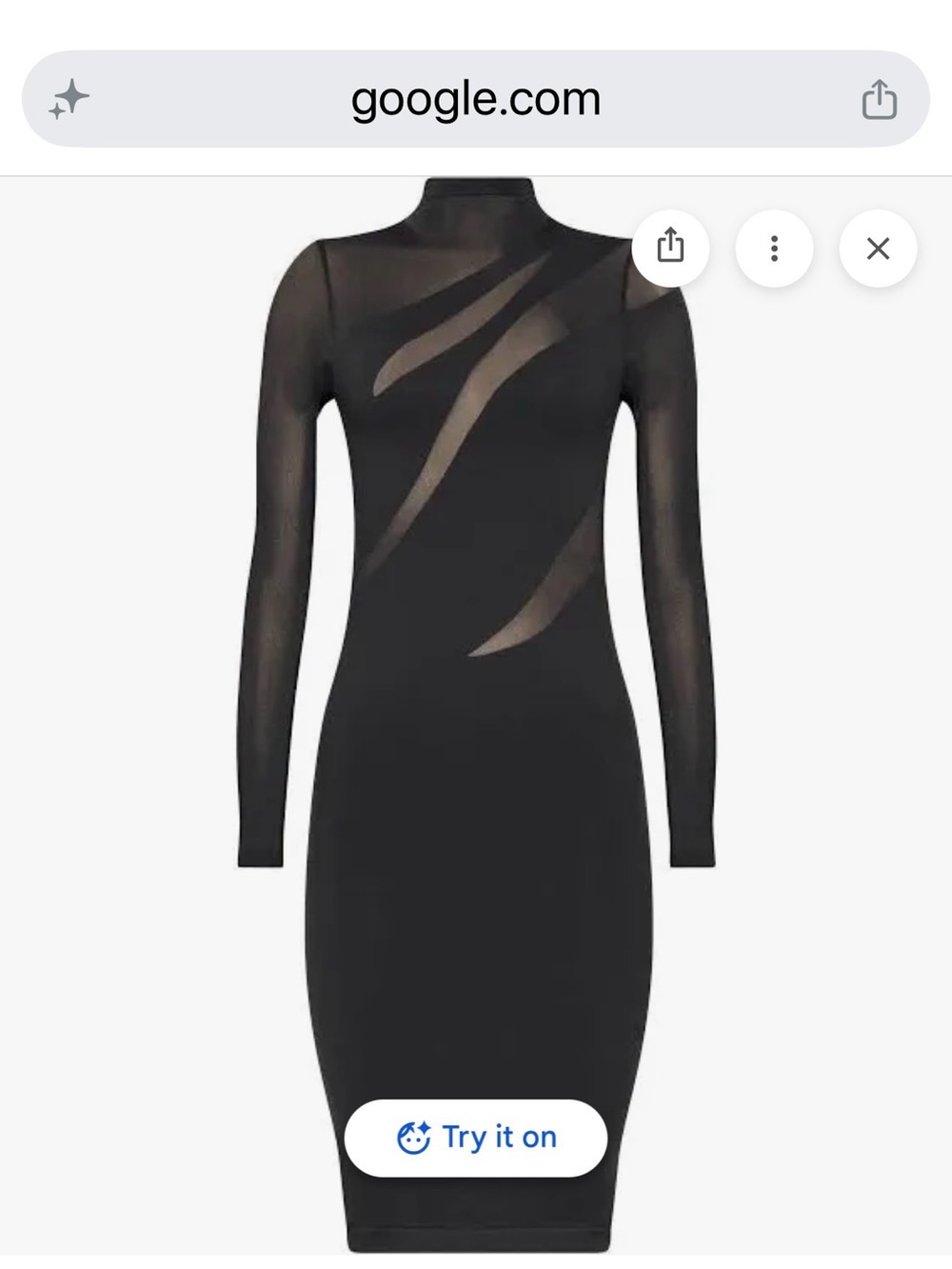Wolford NWT size large Black Mesh Panel Long-Sleeve Bodycon Dress